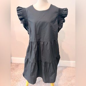 NWT English Factory Black Ruffle Sleeve Tiered Dress. Size 1X.